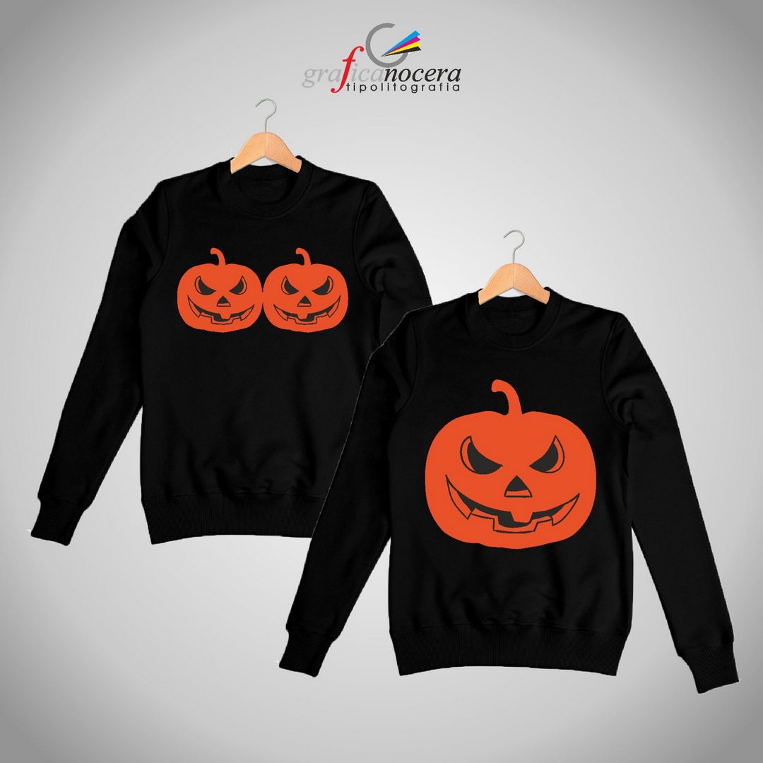 Coppia Felpe Zucca Zucche Halloween