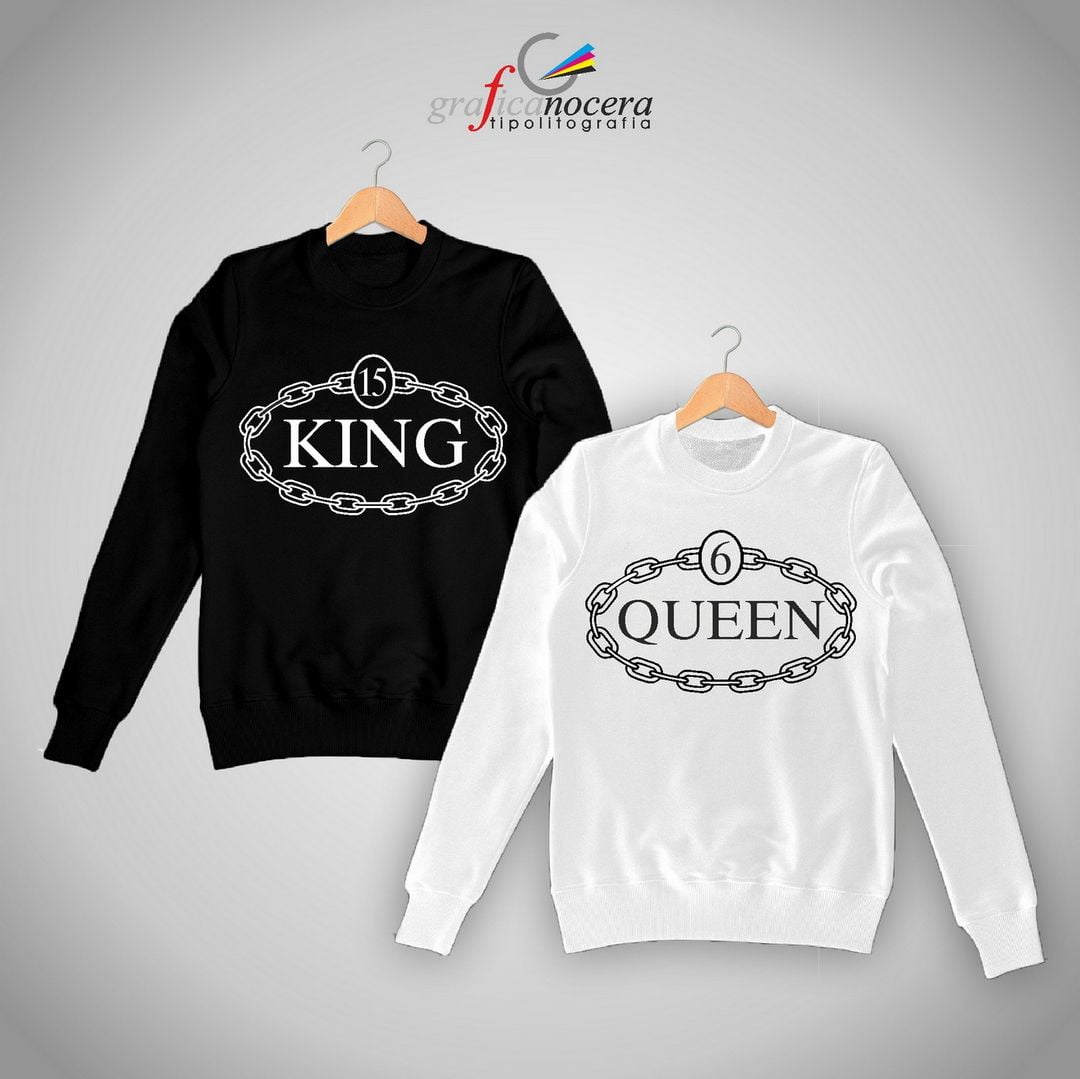 Coppia felpe King/Queen "catena" con numero a scelta