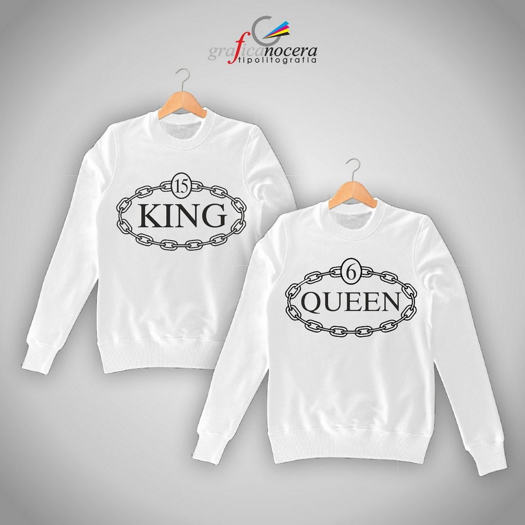 Coppia felpe King/Queen "catena" con numero a scelta