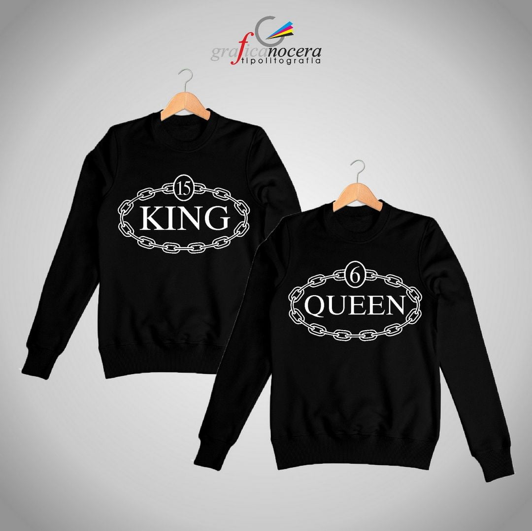 Coppia felpe King/Queen "catena" con numero a scelta