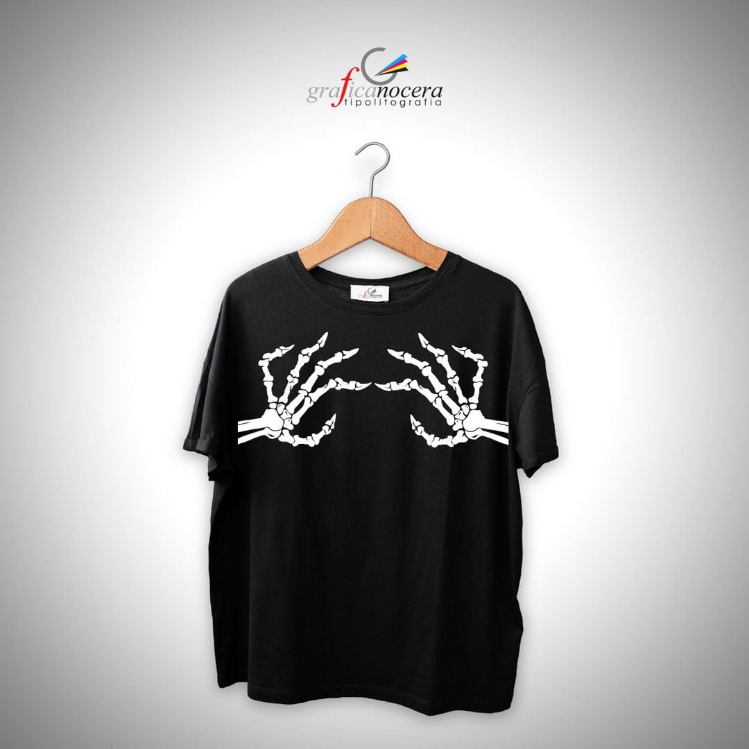 T-Shirt Halloween unisex Mani Scheletro regalo festa horror party festa streghe