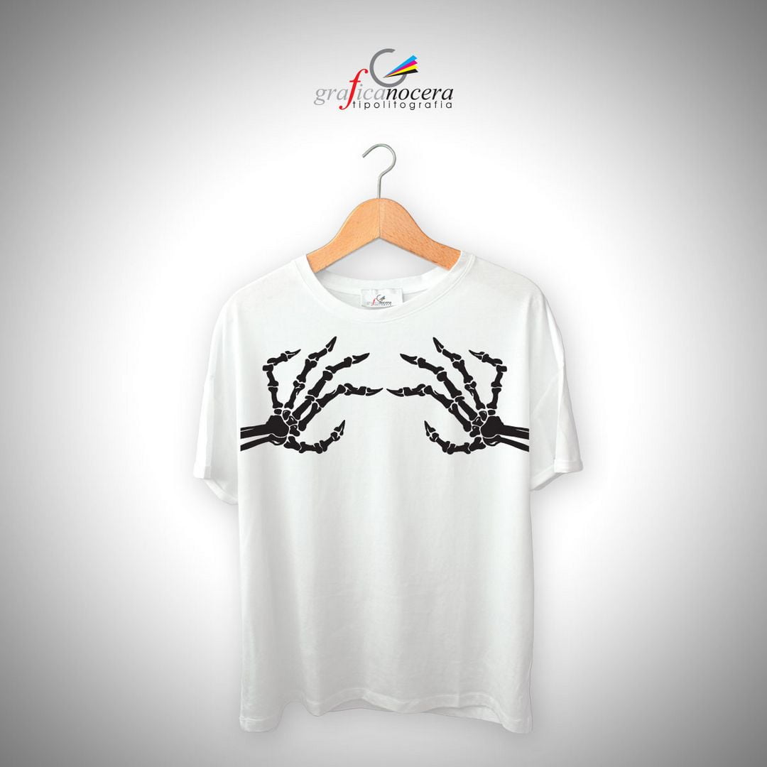 T-Shirt Halloween unisex Mani Scheletro regalo festa horror party festa streghe
