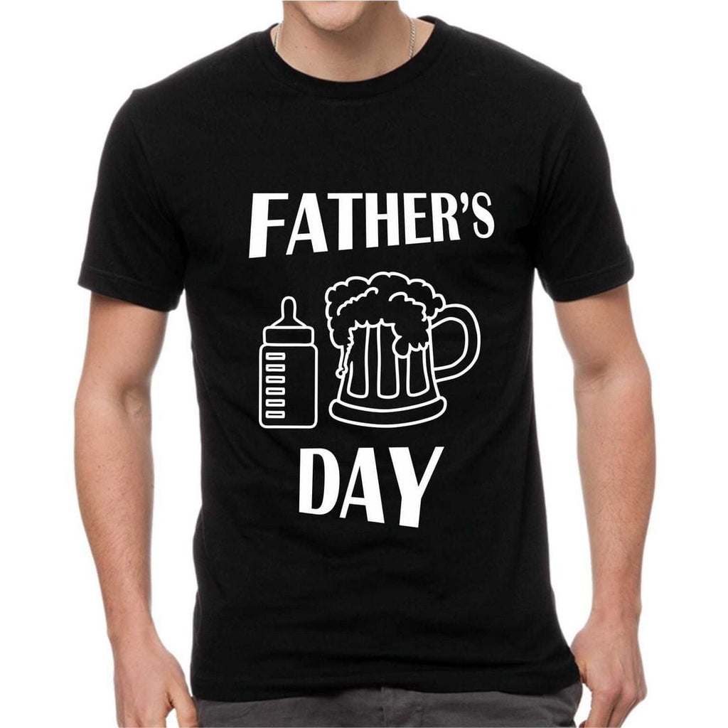 Maglia "FATHER'S DAY" tshirt FESTA DEL PAPA' bianca/nera idea regalo birra/biberon