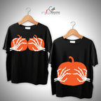 Coppia T-Shirt Zucca Zucche Mani Scheletro