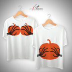 Coppia T-Shirt Zucca Zucche Mani Scheletro