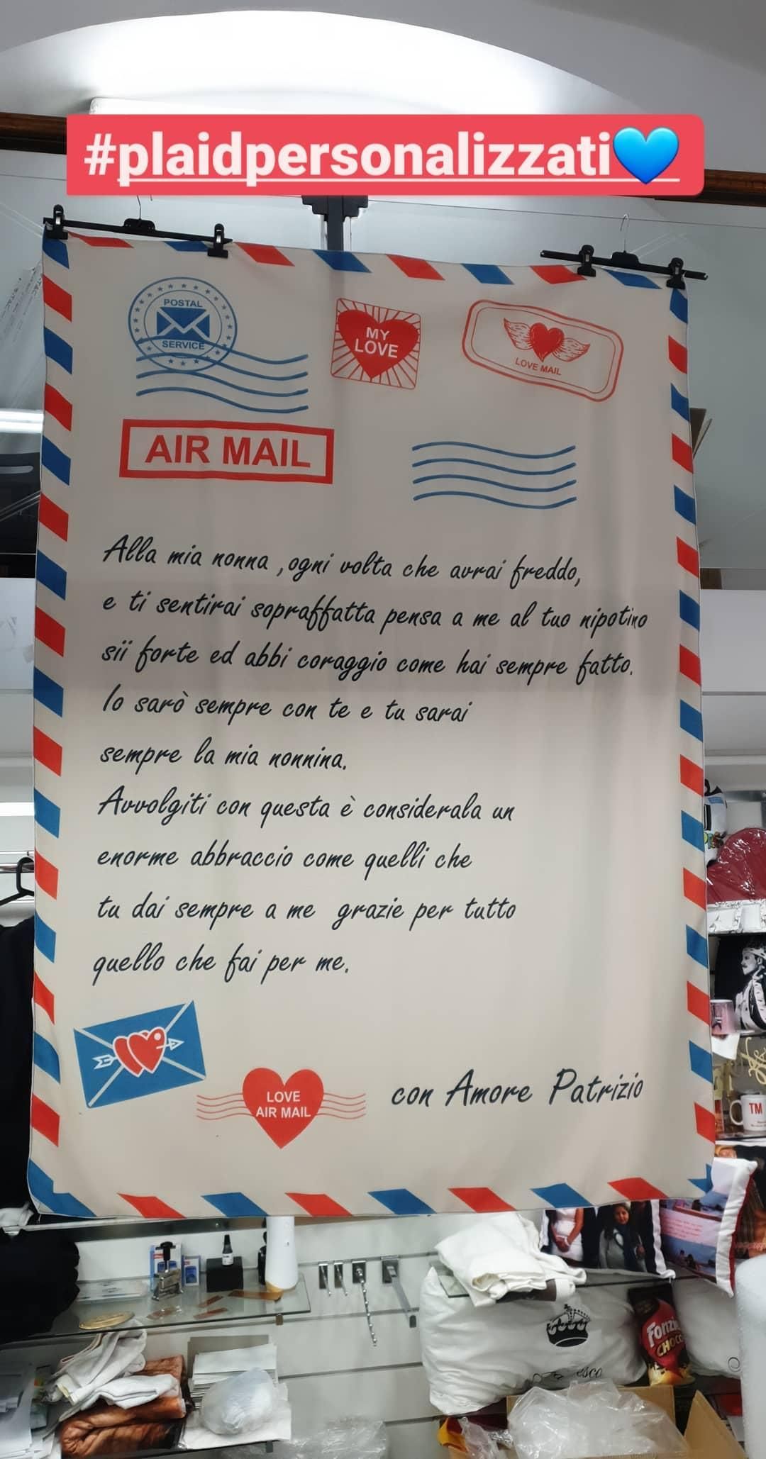 Plaid in Pile personalizzato con Dedica Frase ricorrenza idea regalo