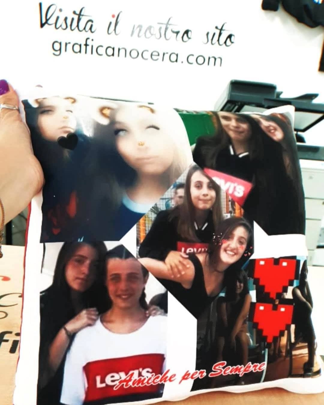 Cuscino Quadrato San Valentino Ti amo in tutte le lingue con Foto Personalizzata