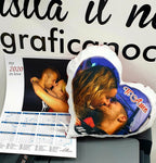 Cuscino a Forma di Cuore con Foto Personalizzata - Retro Rosso