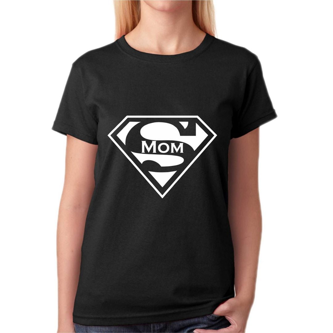 T-shirt SUPER MAN SUPER MOM idea regalo Festa della Mamma