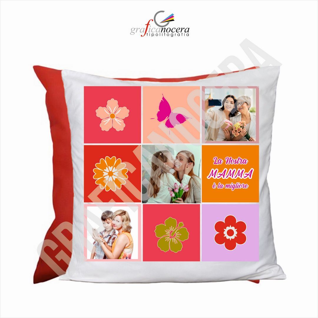 Cuscino Quadrato Festa della Mamma con FOTO PERSONALIZZATA idea regalo