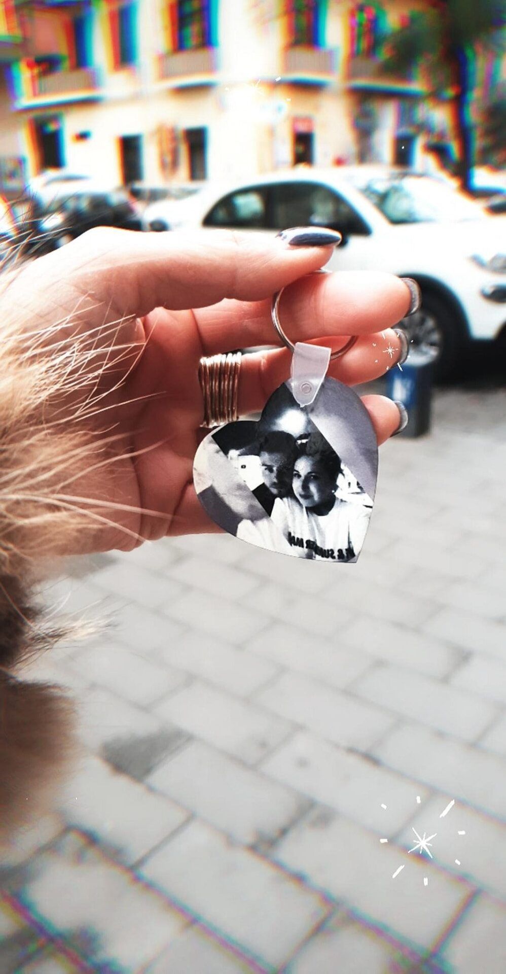 Portachiavi a Forma di Cuore con Foto Personalizzata