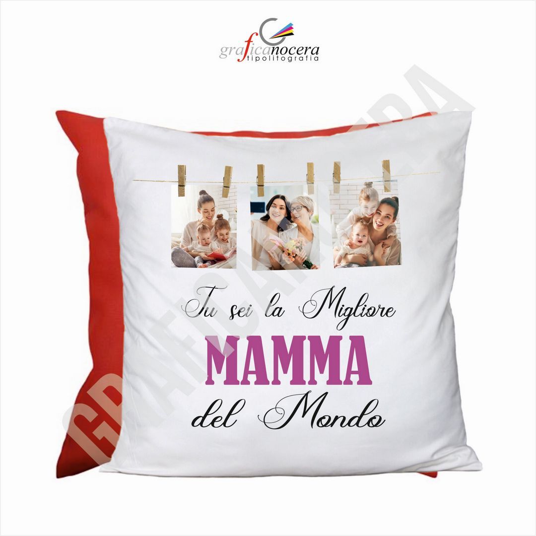 Cuscino Quadrato Festa della Mamma con FOTO PERSONALIZZATA idea regalo