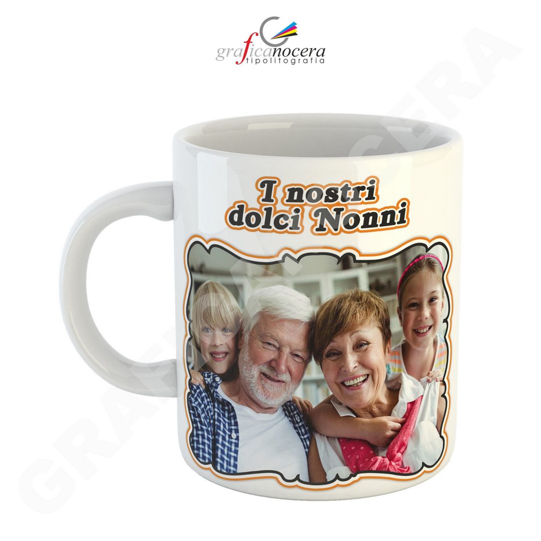 FESTA DEI NONNI Tazza con Foto Personalizzata i Nostri Dolci Nonni lavabile alta qualità idea regalo