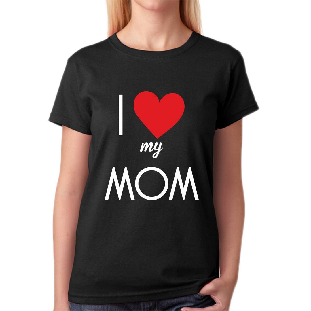 T-shirt I LOVE MY MOM io amo mia mamma idea regalo Festa della Mamma