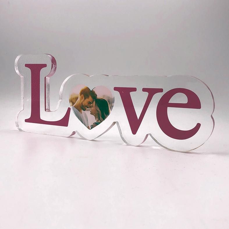 Scritta LOVE in plexiglass con la tua FOTO