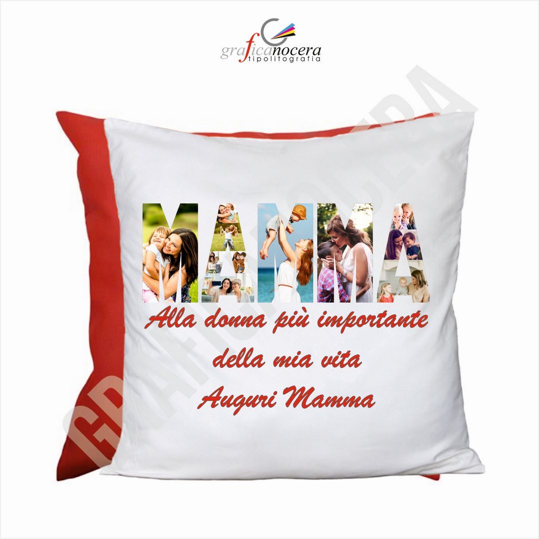 Cuscino Quadrato Festa della Mamma con FOTO PERSONALIZZATA idea regalo