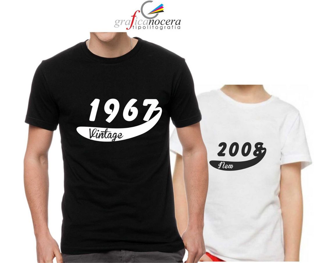 Coppia shirt Padre/Figlio Date di nascita personalizzate