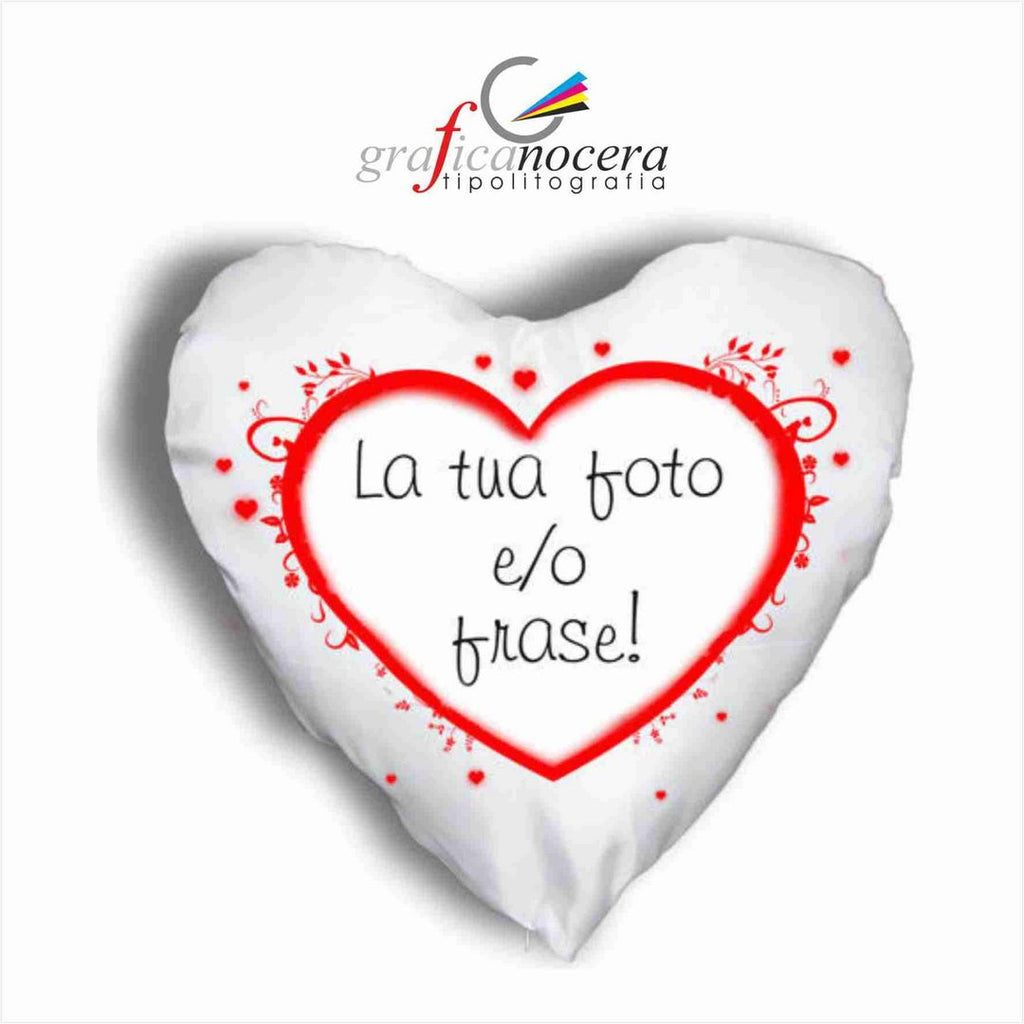 Cuscino a Forma di Cuore con Foto Personalizzata - Retro Rosso