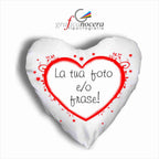 Cuscino a Forma di Cuore con Foto Personalizzata - Retro Rosso
