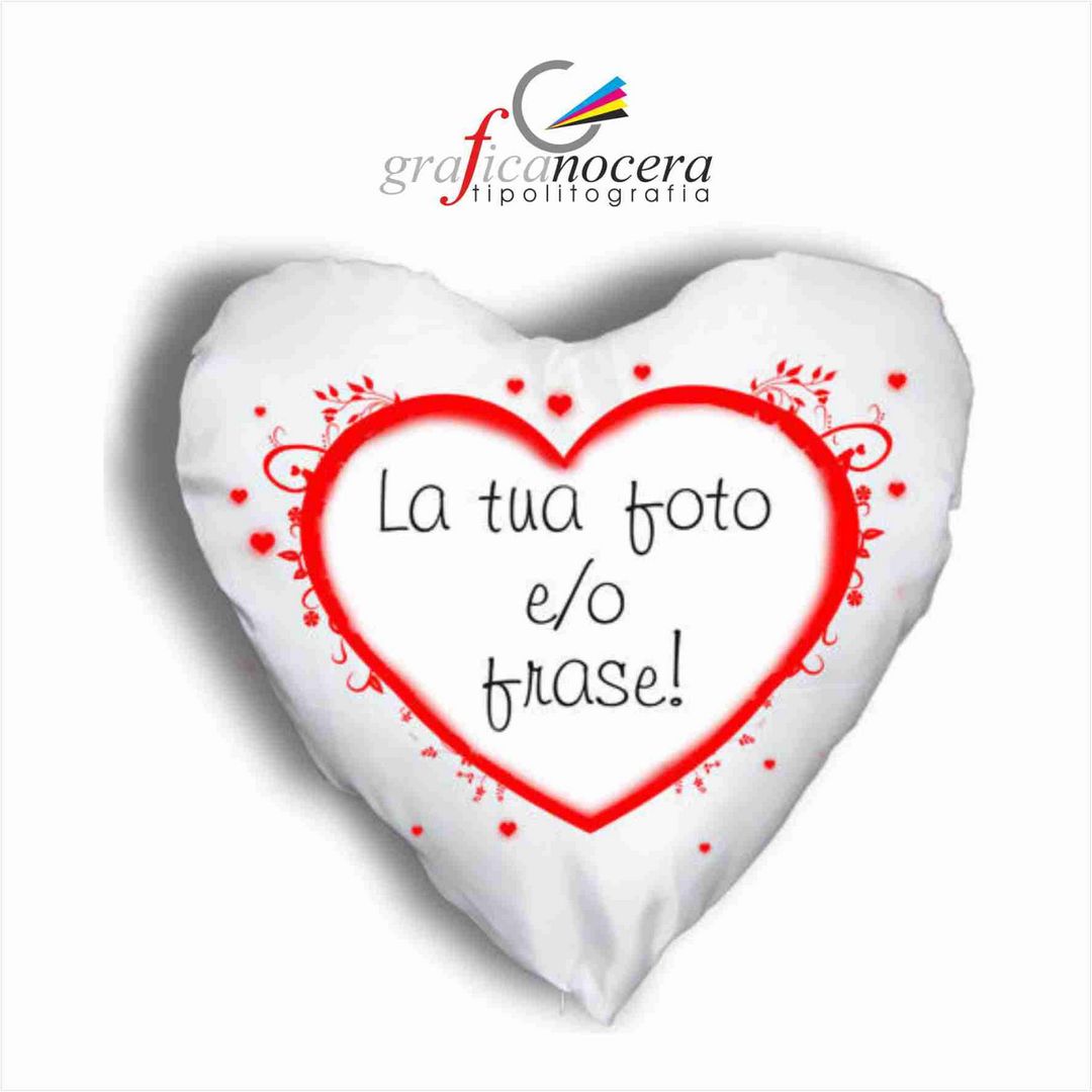Cuscino a Forma di Cuore con Foto Personalizzata - Retro Rosso