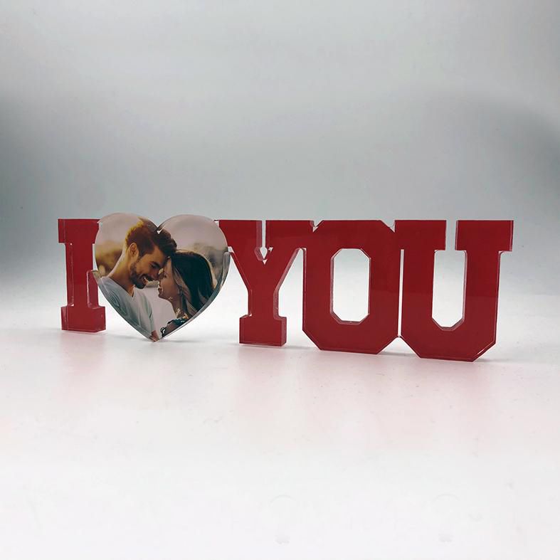 Scritta I LOVE YOU 30 cm. in plexiglass con la tua FOTO