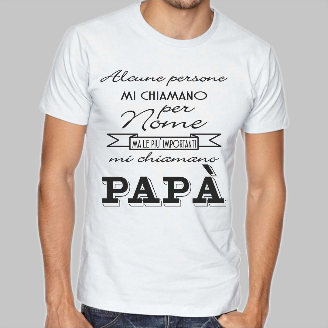 Maglia tshirt FESTA DEL PAPA' bianca/nera idea regalo papà o nome