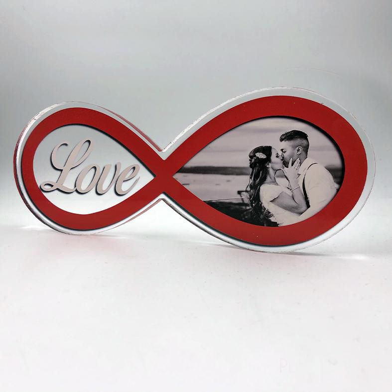 Scritta INFINITO 30 cm love in plexiglass con la tua FOTO