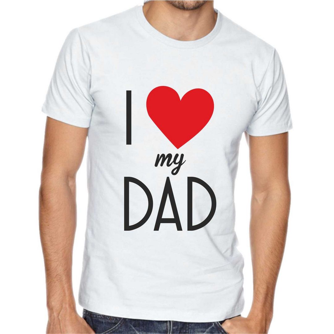 Maglia FESTA DEL PAPA' tshirt "I LOVE MY DAD" bianca/nera idea regalo