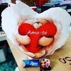 Cuscino a Forma di Cuore con Foto Personalizzata - Retro Rosso