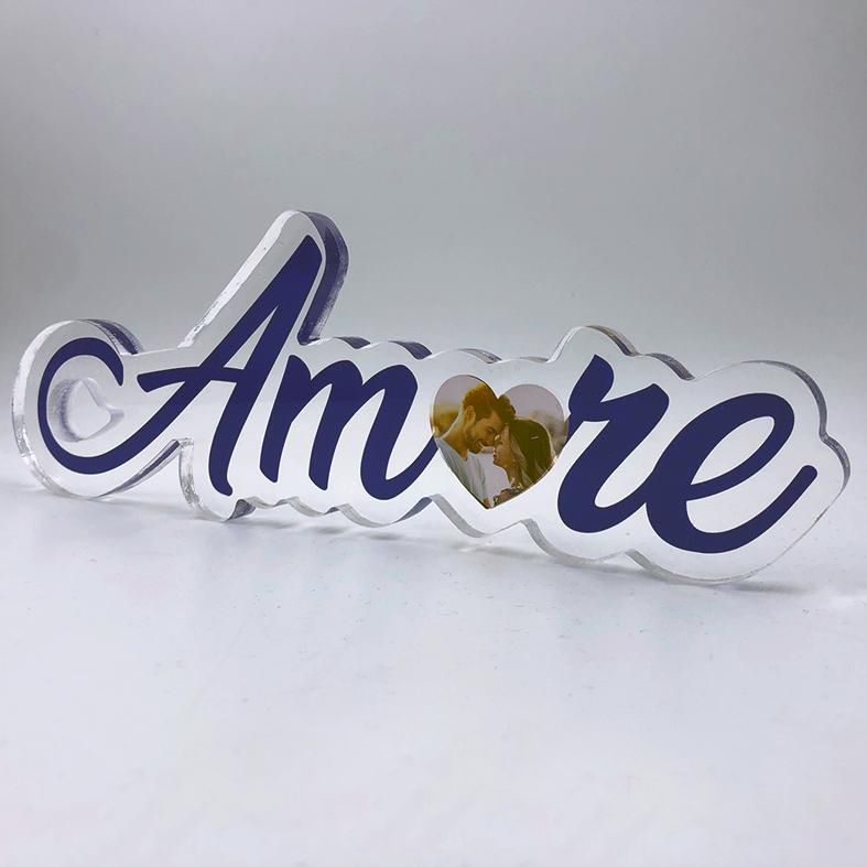 Scritta AMORE 30 cm in plexiglass con la tua FOTO