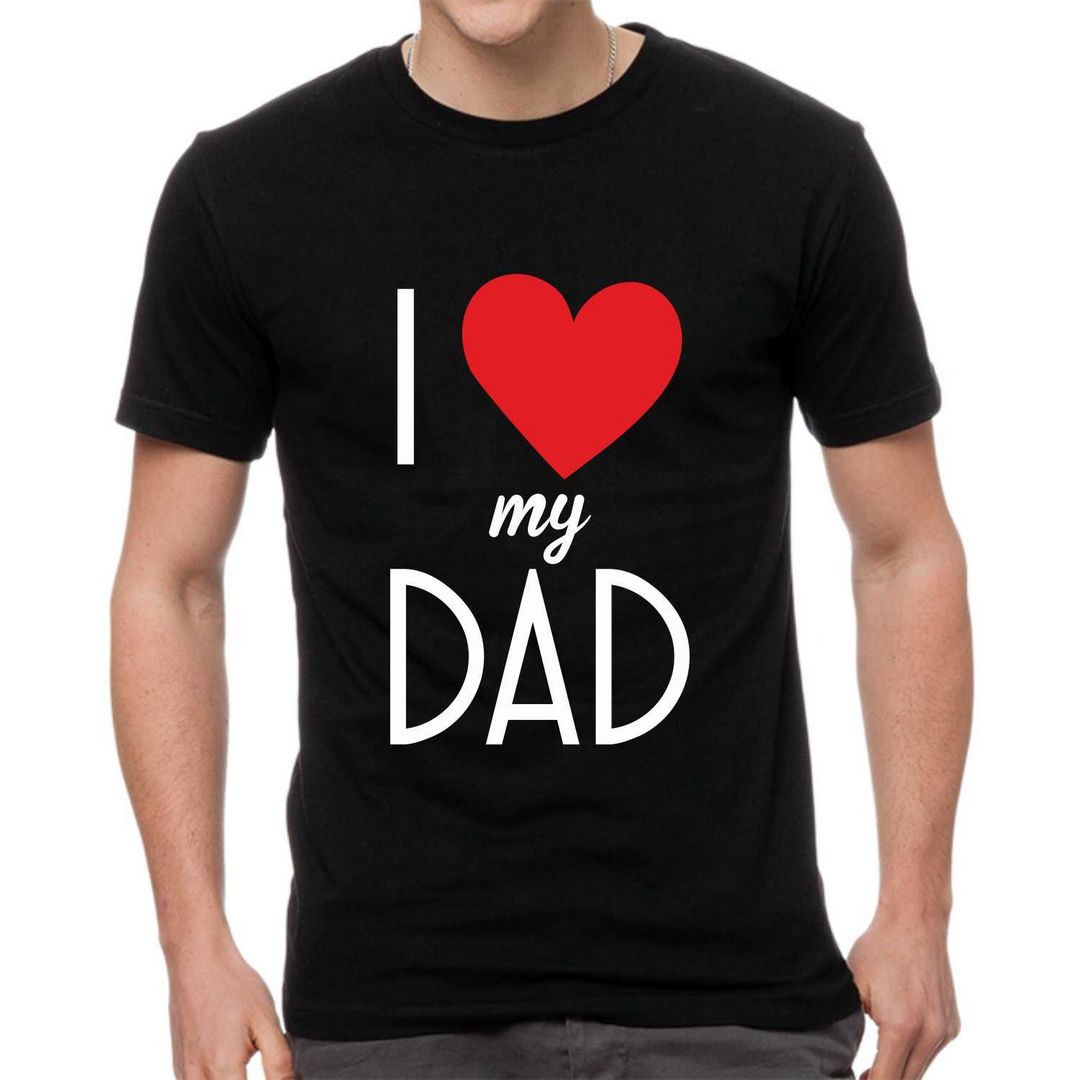Maglia FESTA DEL PAPA' tshirt "I LOVE MY DAD" bianca/nera idea regalo