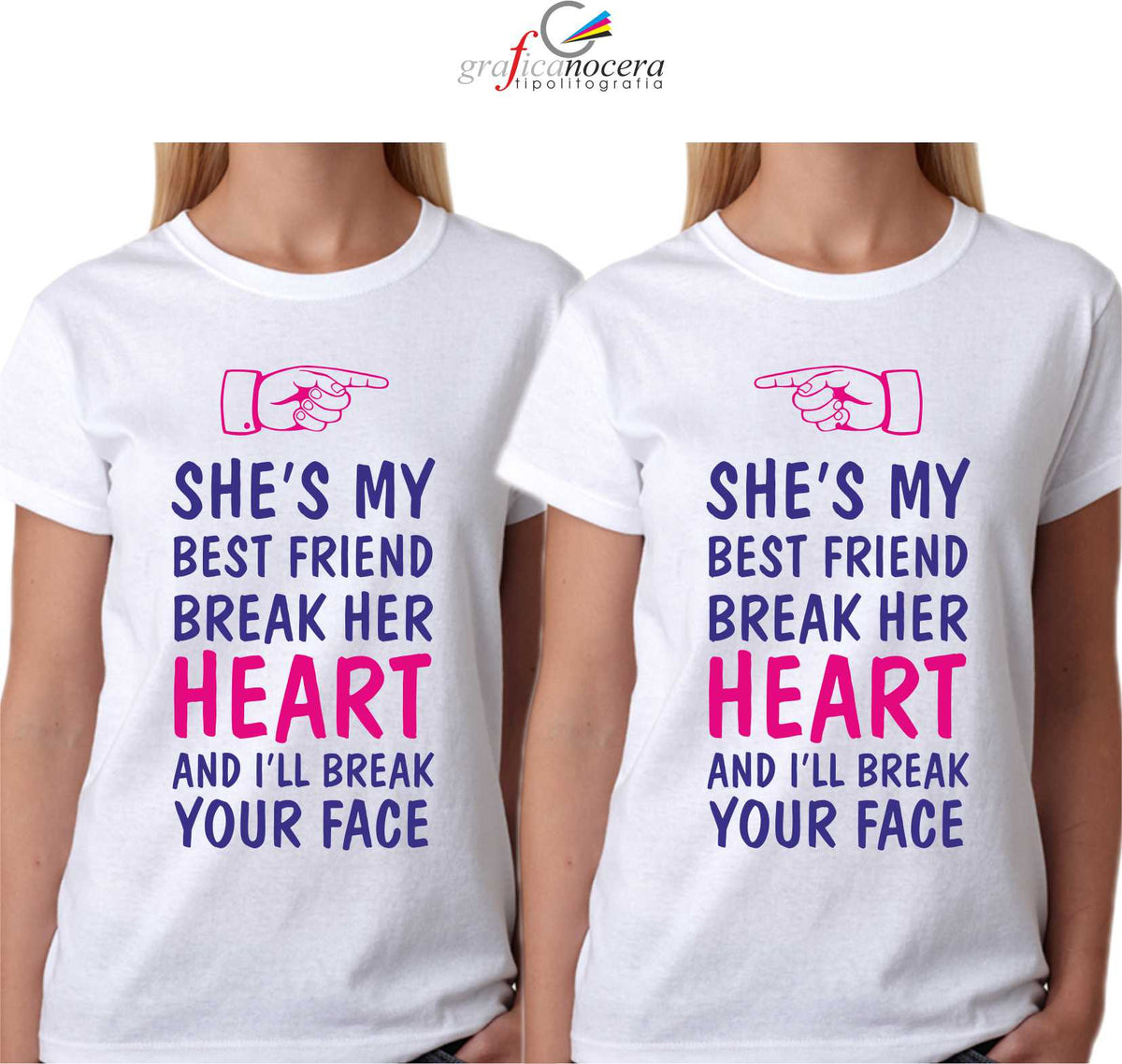 COPPIA T-SHIRT "SHE'S MY BEST FRIEND" TOP LIFE bianca/nera regalo amore love