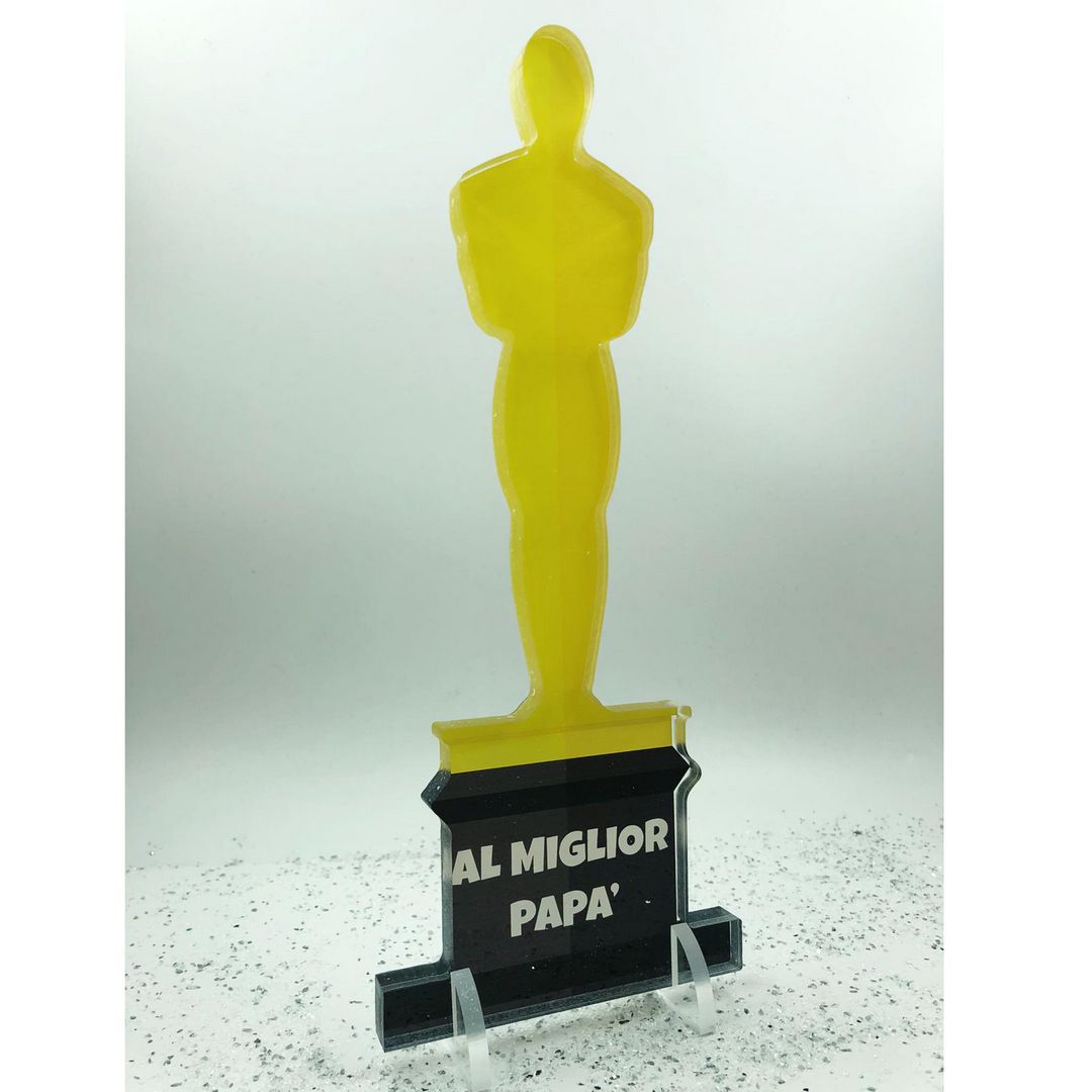 Scritta in plexiglass 30 cm l'oscar AL MIGLIOR PAPA' trofeo