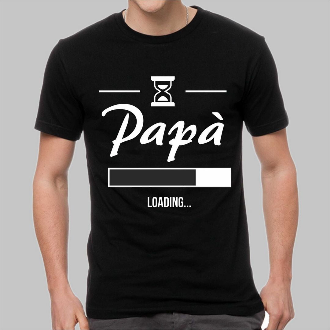 Maglia "PAPA' LOADING" tshirt FESTA DEL PAPA' bianca/nera baby dad