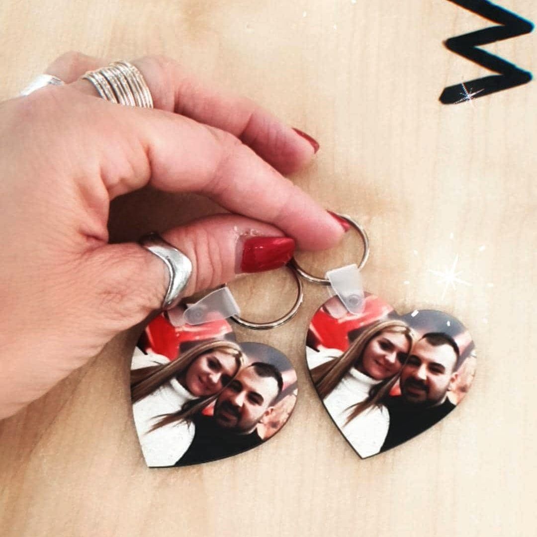 Portachiavi a Forma di Cuore con Foto Personalizzata