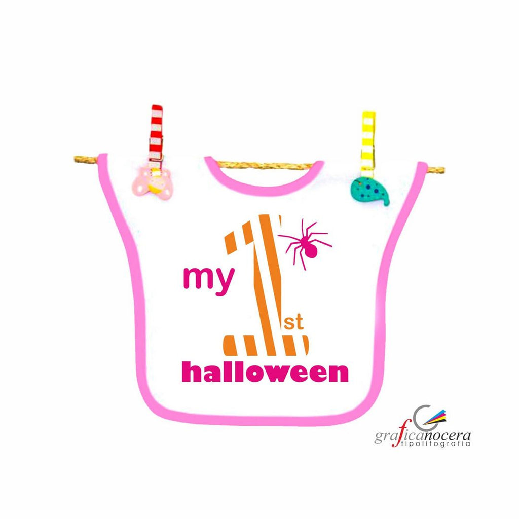 Bavetto Primo HALLOWEEN Scherzetto o Dolcetto maschio o femmina streghe zucca alta qualità lavabile regalo