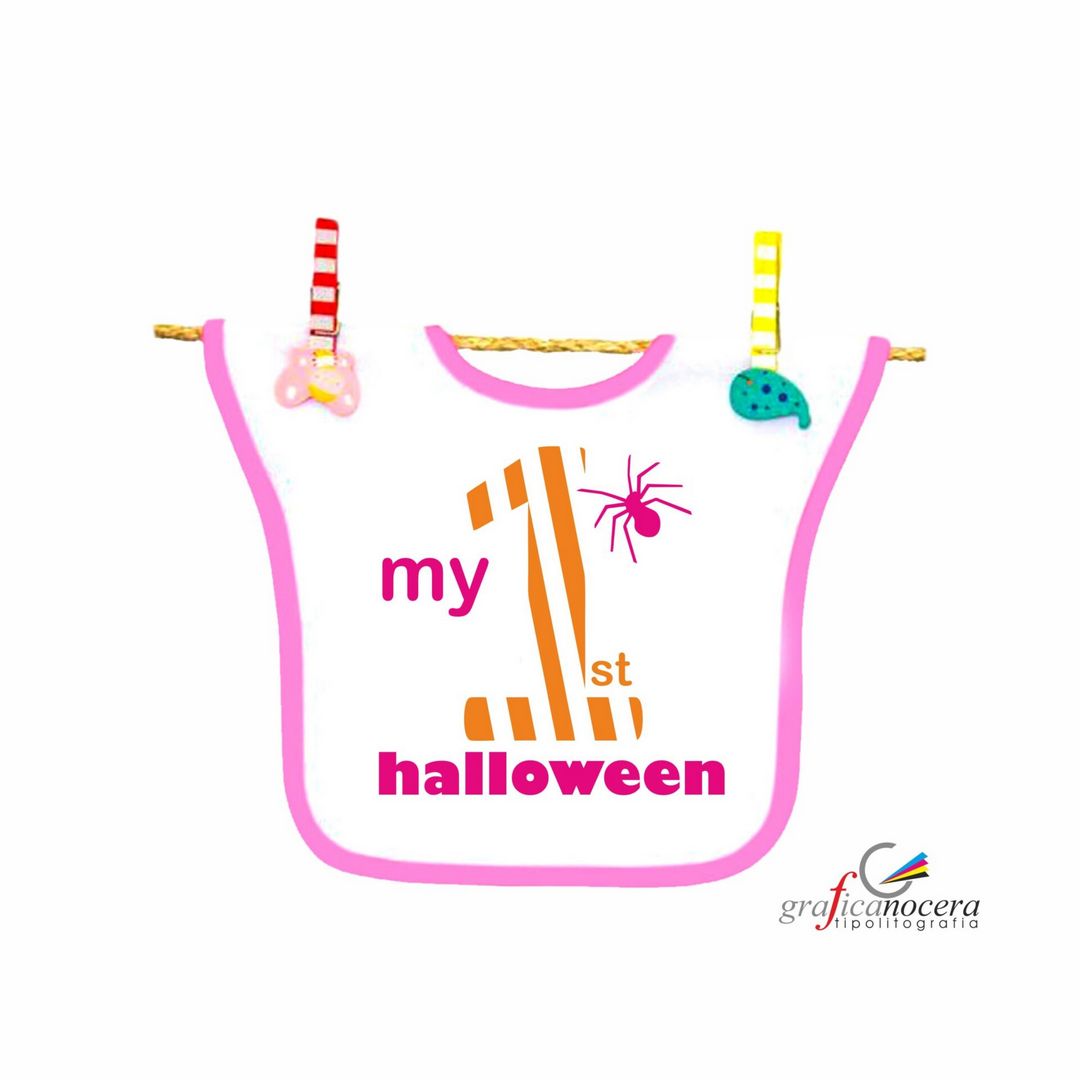 Bavetto Primo HALLOWEEN Scherzetto o Dolcetto maschio o femmina streghe zucca alta qualità lavabile regalo