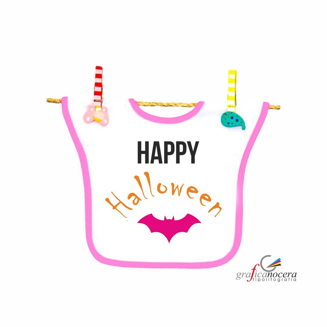 Bavetto Happy HALLOWEEN Scherzetto o Dolcetto maschio o femmina streghe zucca alta qualità lavabile regalo