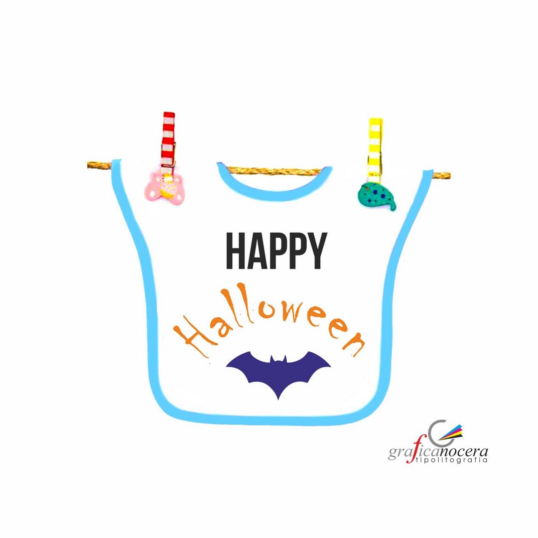 Bavetto Happy HALLOWEEN Scherzetto o Dolcetto maschio o femmina streghe zucca alta qualità lavabile regalo