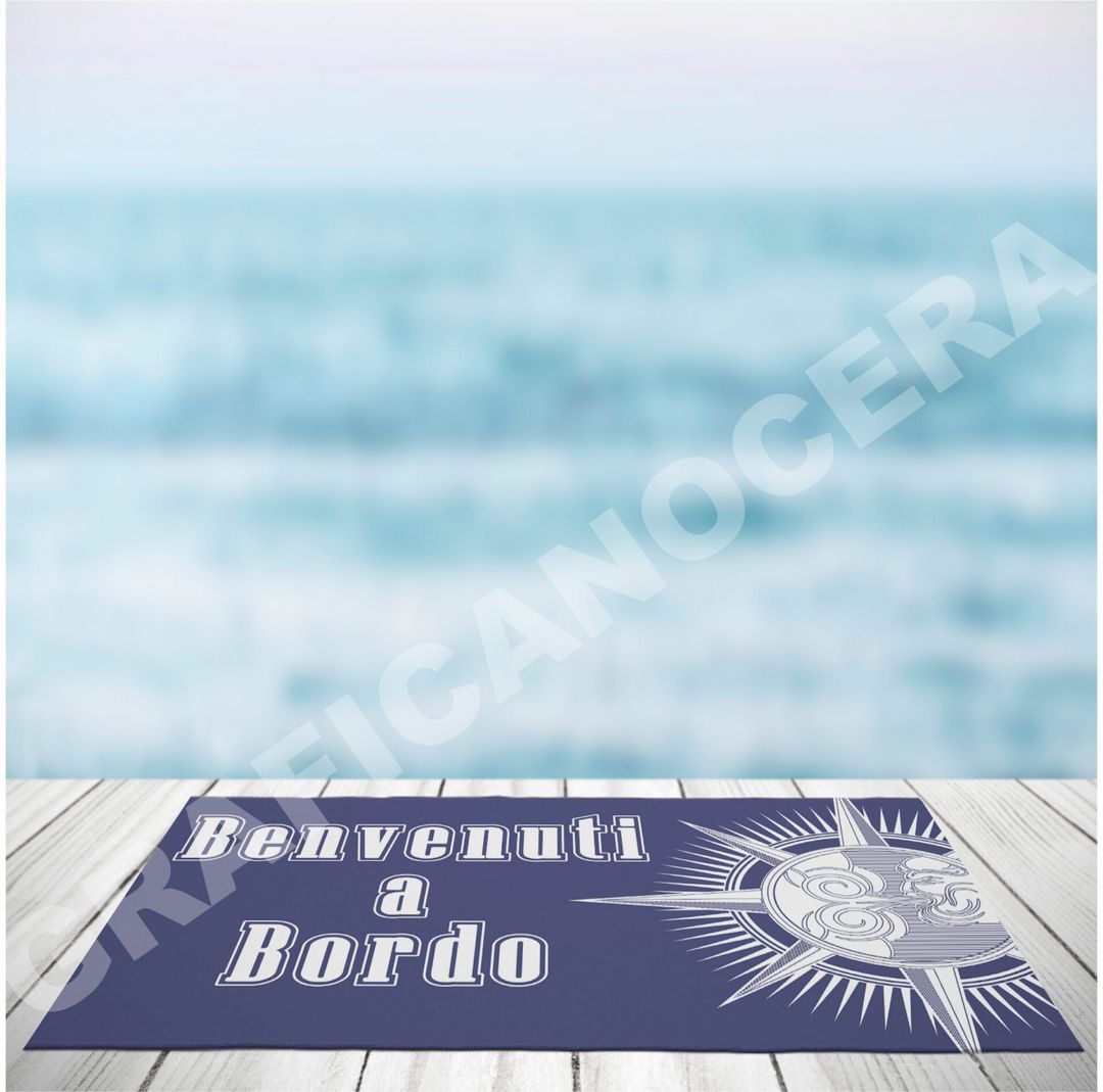 Tappeto varie misure in moquette Benvenuti a Bordo mod. 7 per barche idea regalo estate divertente