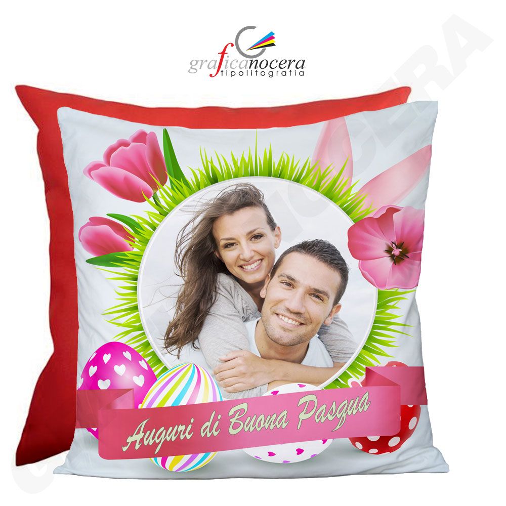 Cuscino Qudrato Pasqua con Foto Personalizzata idea regalo fidanzati coppia amore