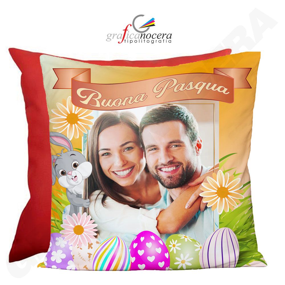 Cuscino Qudrato Pasqua con Foto Personalizzata idea regalo fidanzati coppia amore