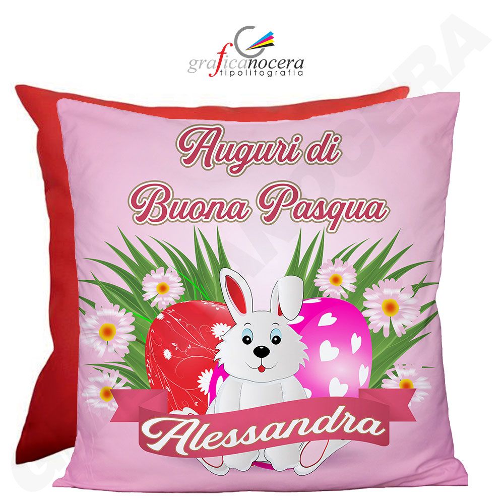 Cuscino Qudrato Pasqua con Nome Personalizzato idea regalo bambina