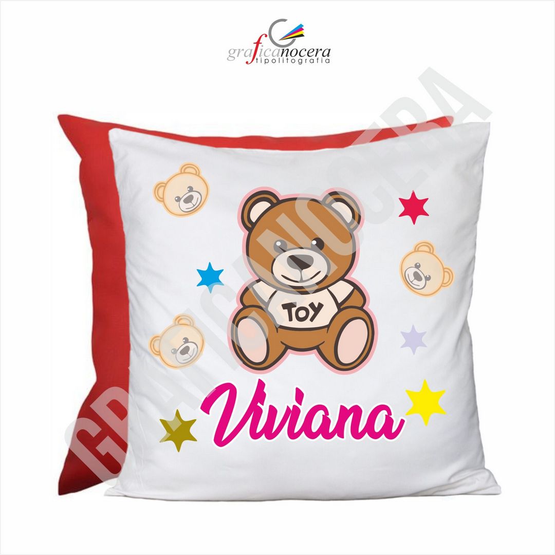 Cuscino Quadrato Orsacchiotto con Nome bambino bambina idea regalo