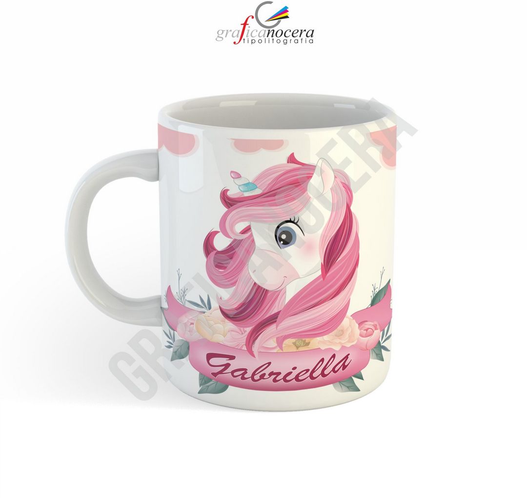 Tazza Mug Unicorno personalizzato con nome bambina cucina lavabile idea regalo