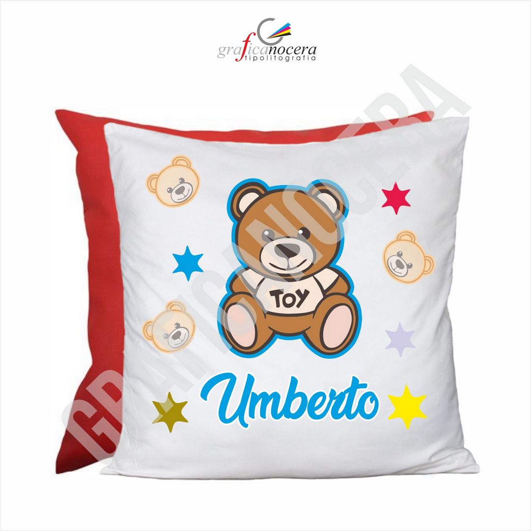 Cuscino Quadrato Orsacchiotto con Nome bambino bambina idea regalo