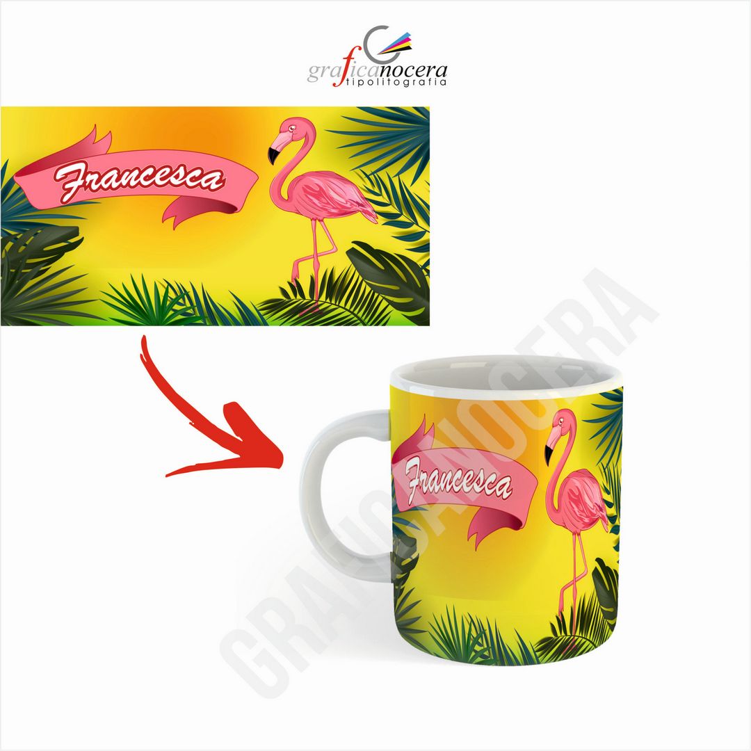 Tazza Mug Fenicottero personalizzato con nome bambina cucina lavabile idea regalo