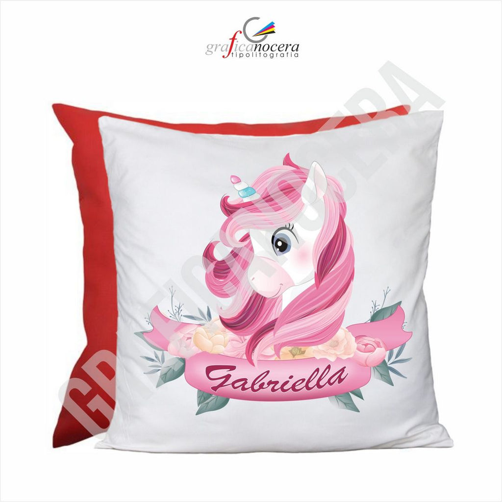 Cuscino Quadrato Unicorno con Nome Personalizzato bambina idea regalo