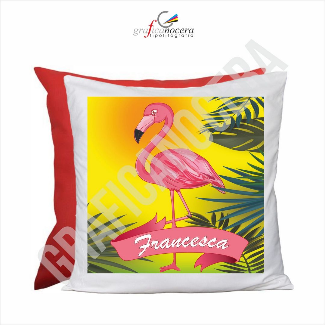 Cuscino Quadrato Fenicottero con Nome Personalizzato bambina idea regalo