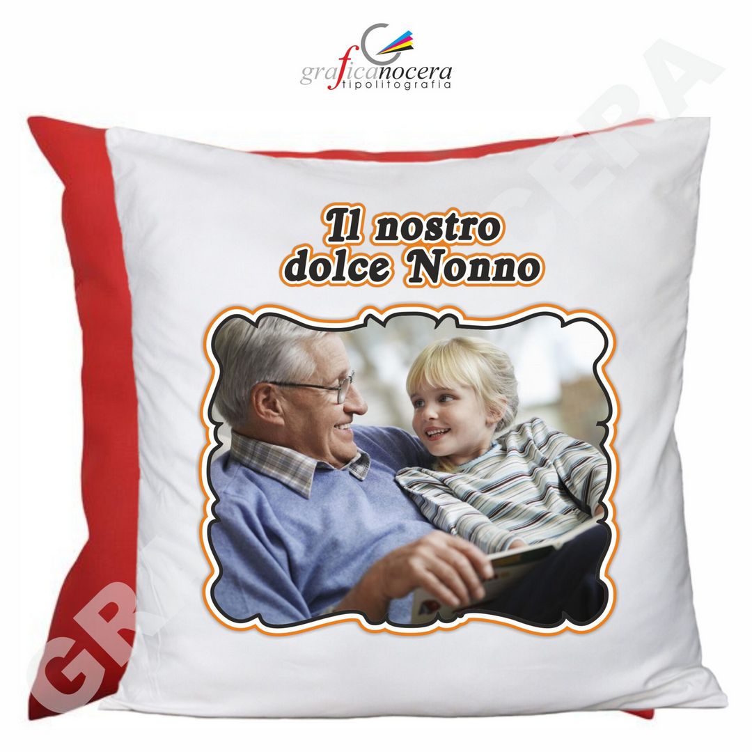 FESTA DEI NONNI Cuscino Quadrato arredo Personalizzato con Foto il Nostro Dolce Nonno idea regalo